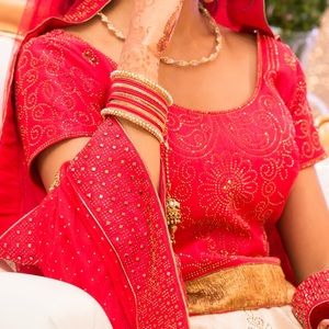 Pure silk crystal encrusted Indian crop top